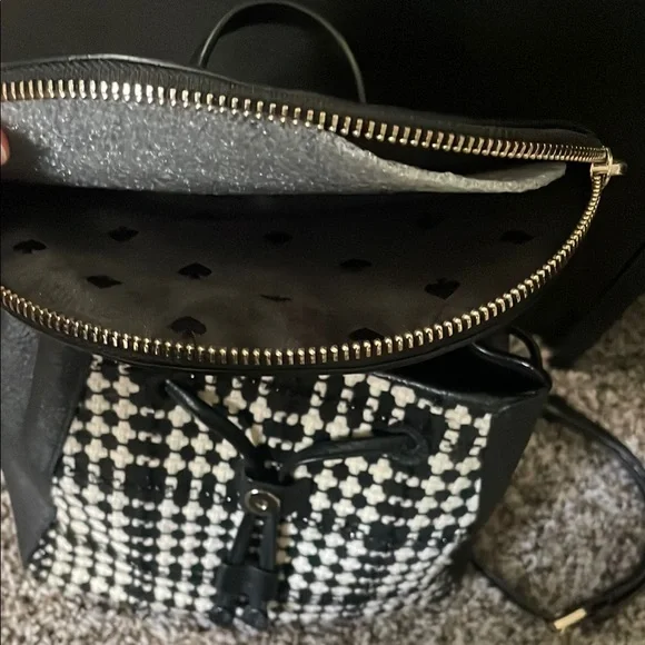 Kate Spade Black and Cream Checkered Backpack - Picture 4 of 5